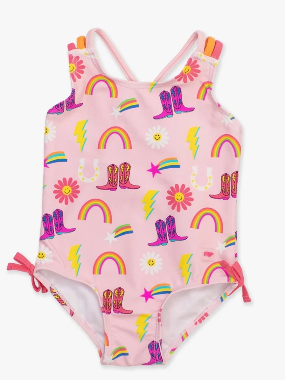 Ruffle Butts-Girls Cowgirl Cutie Cross-Back One Piece Swimsuit